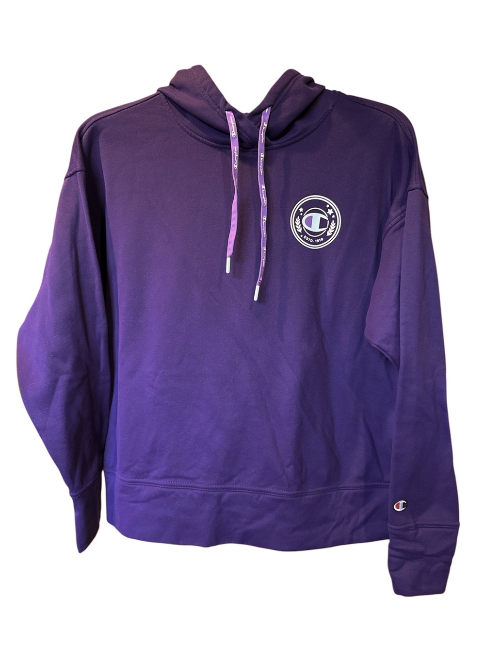 Champion Women’s XL Purple Pullover Hoodie Logo Sweatshirt